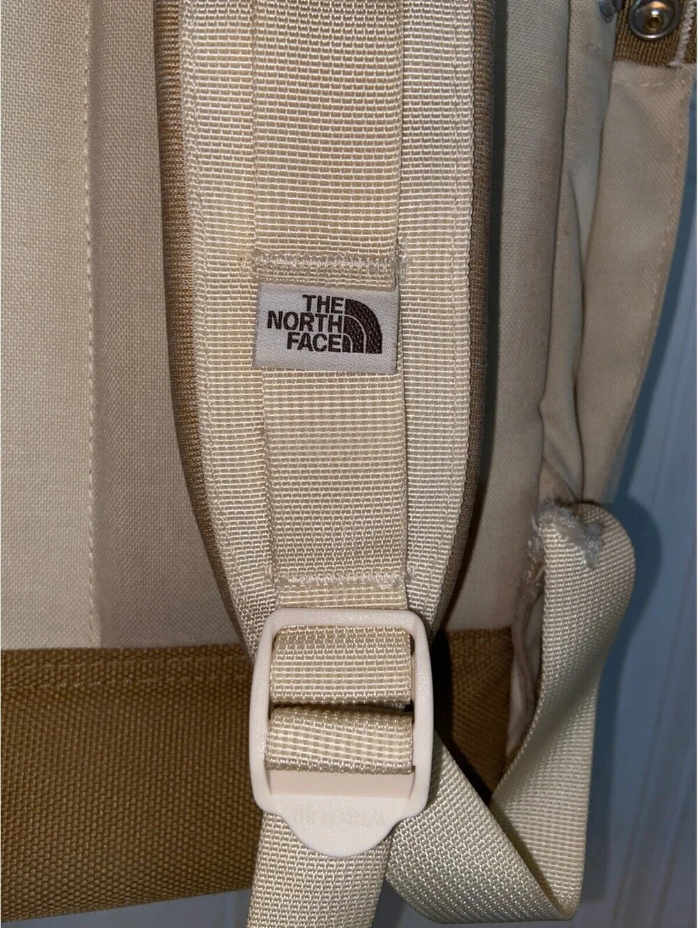 North Face Daypack Backpack Beige/White/ Brown, laptop separator Gorpcore Hiking